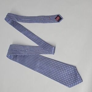 Men's Tie- Chaps, 100% Silk, 58 x 3½" Blues, Squares, Gold